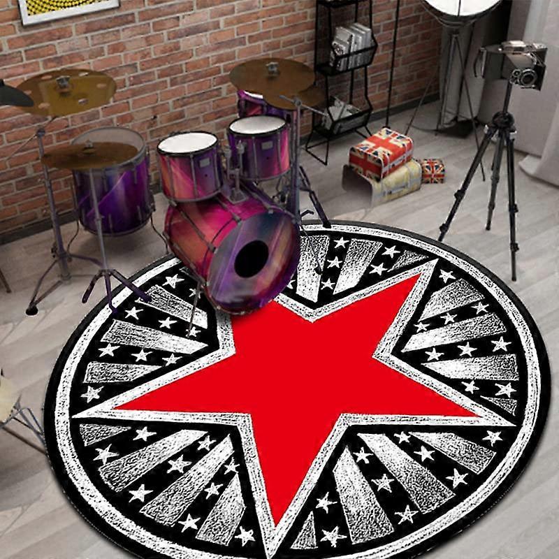 Round drum rugs, shockabsorbing music floor mats with star pattern, nonslip, thickened home drum carpet/B140cm.
