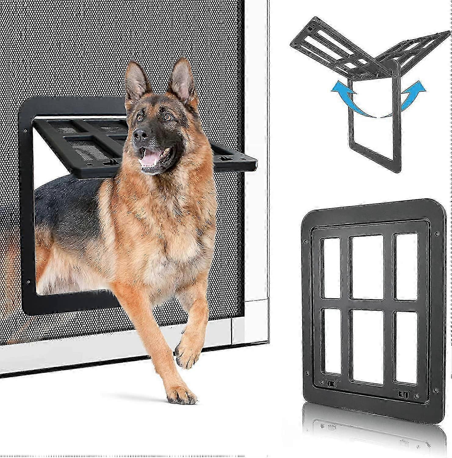 Cat Flap Fly Screen Automatic Closure, Dog Flap With Magnets Flap Lockable, Dog Flap Fly Screen Balcony Door With Cat Flap Pet Flap