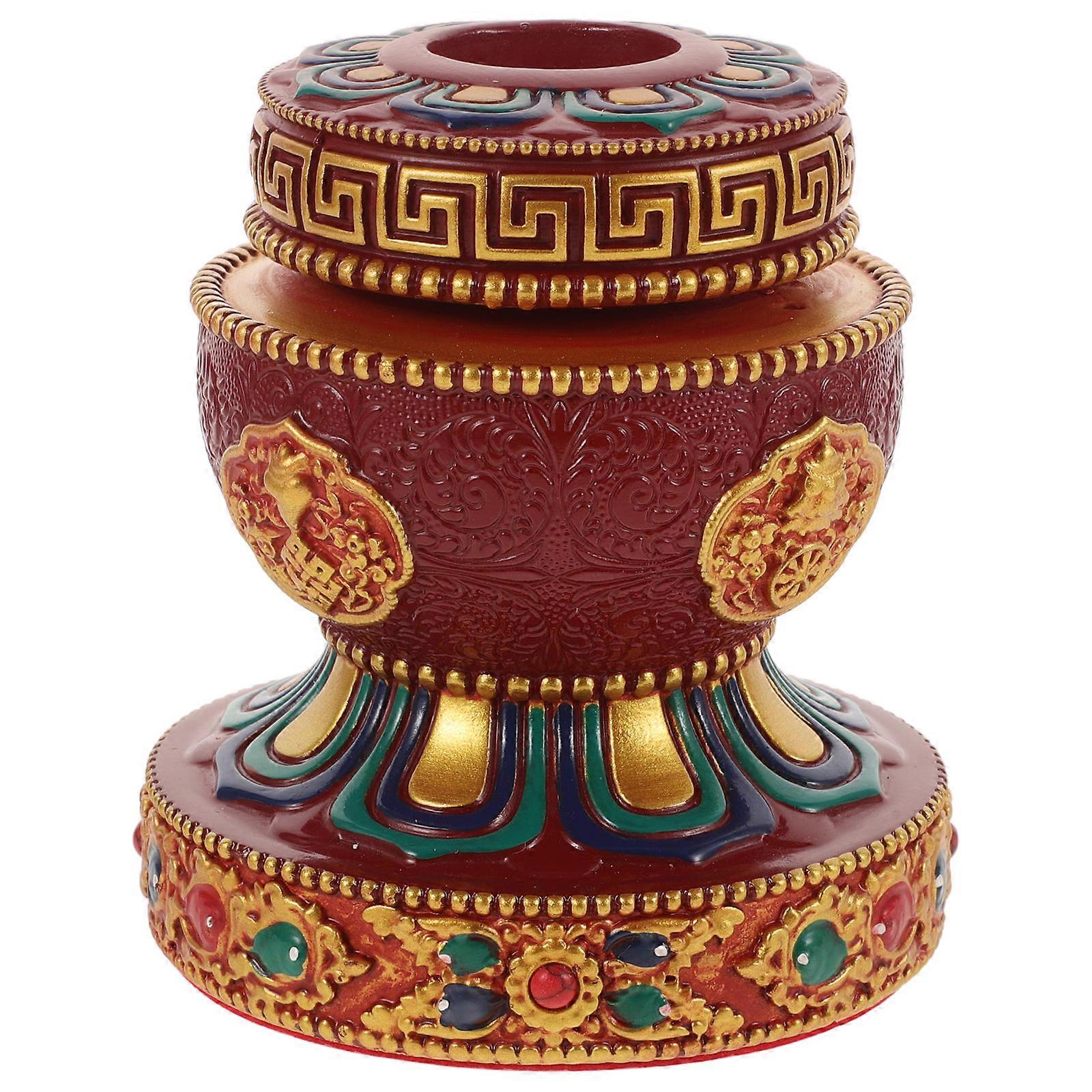 Prayer Wheel Storage Holder in Resin Material Multi Color for Stable Fixing Base 7.8 Inches