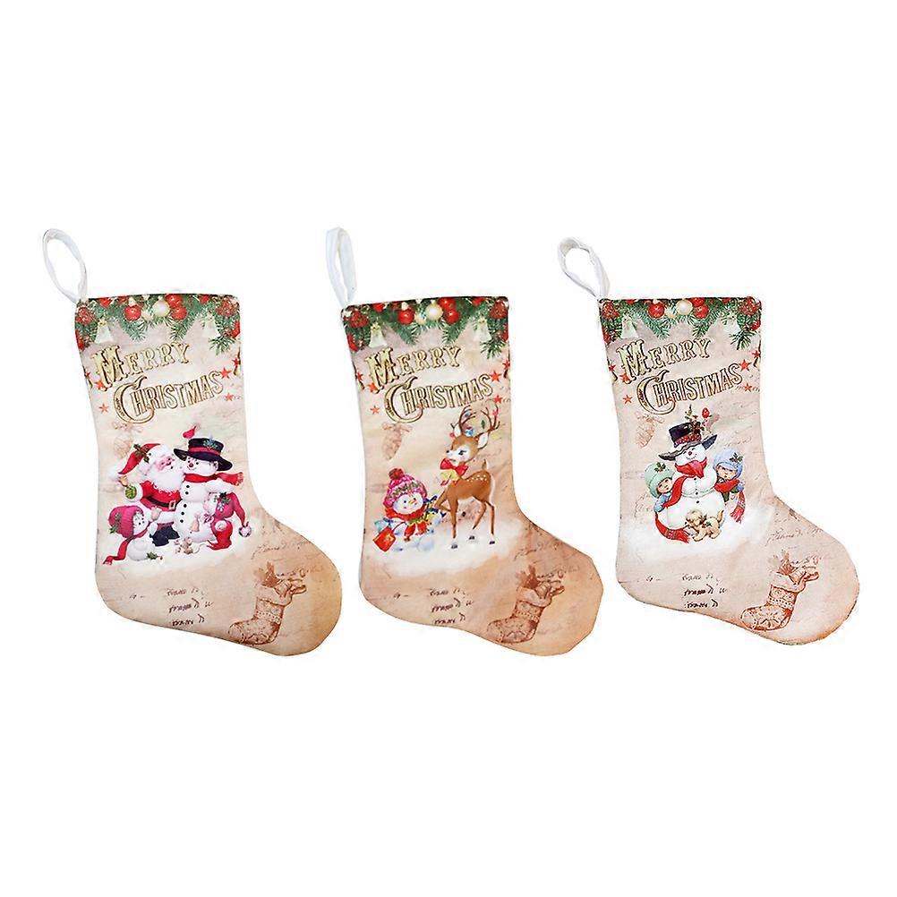 Stocking Decorations Christmas Socks Multi 30X20cm Cloth Material Christmas Tree Ornaments 3Pcs