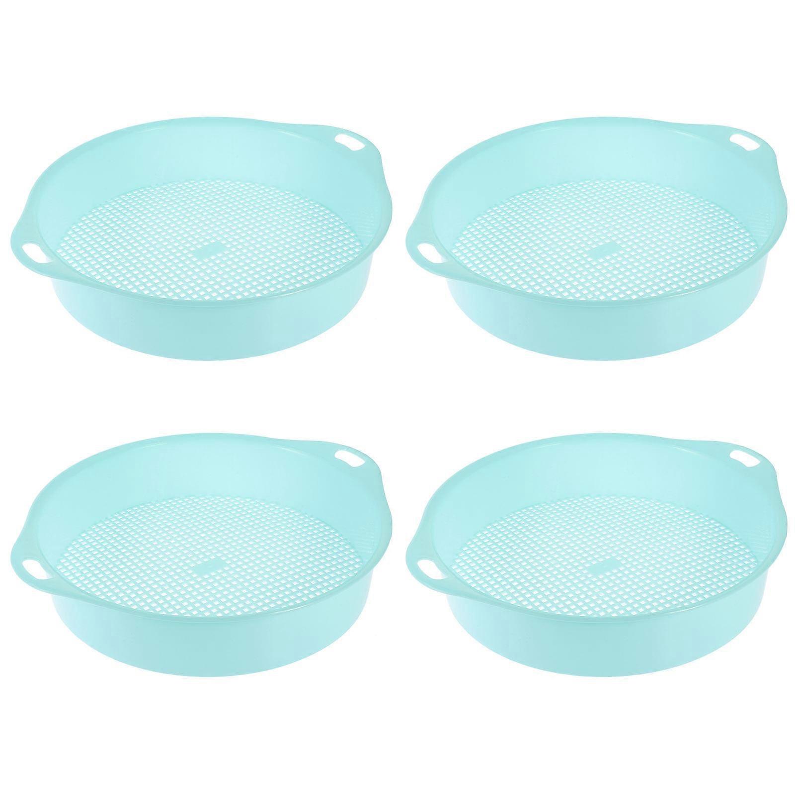 Blue Plastic Sieve for Gardening with Handle Lightweight and Durable Perfect for Balcony Garden Mini Garden 4pcs