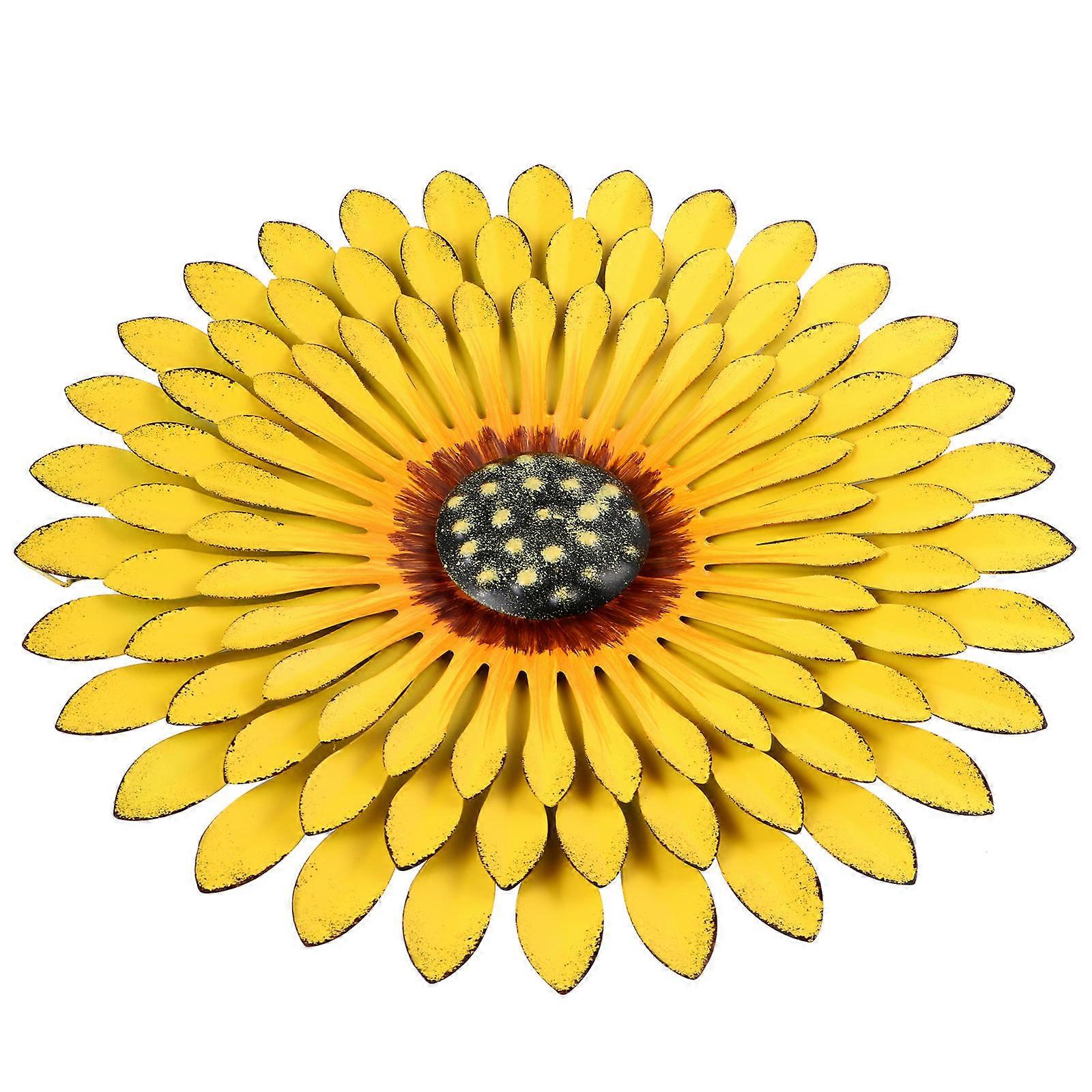 Orange Simulation Flower Hanging Decor for Home Wall Adornment Made of Iron 7.8 Inches