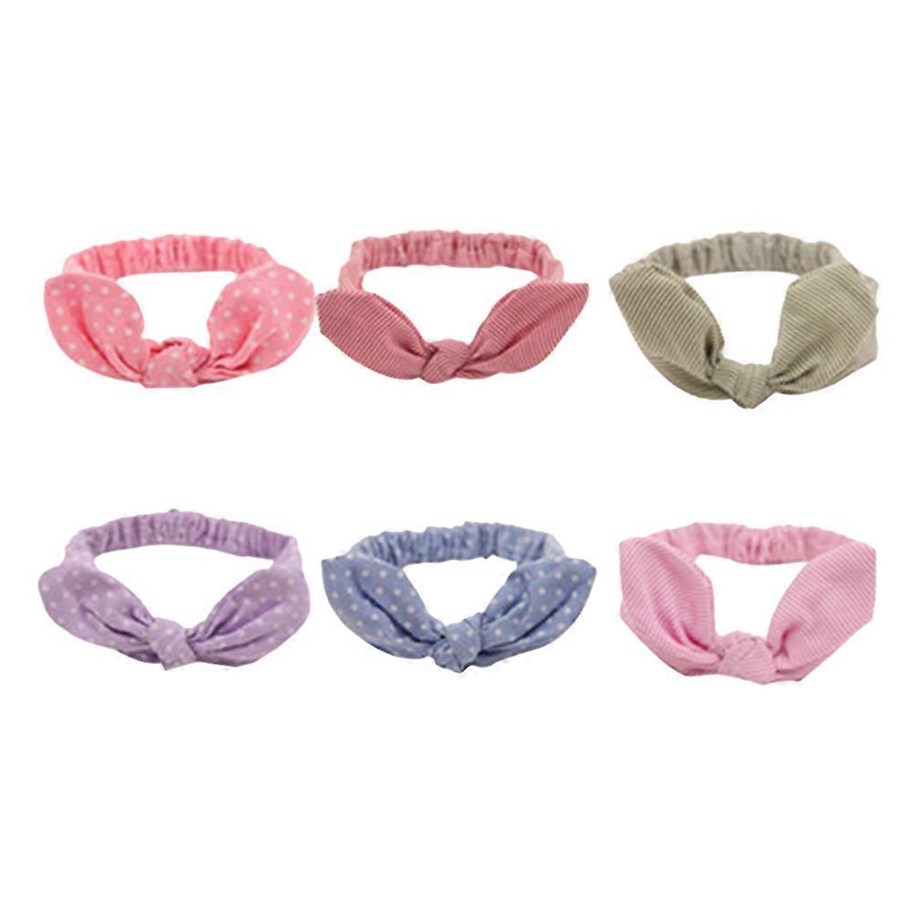 6 Pcs Rabbit Pattern Hair Ties Elastic Bow Hair Bands For No Crease Ponytail Holders For Birthdays And Parties