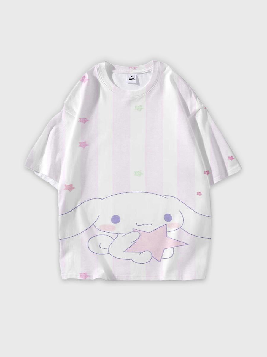 T-shirt round neck Cartoon Pattern loose short sleeve E2761