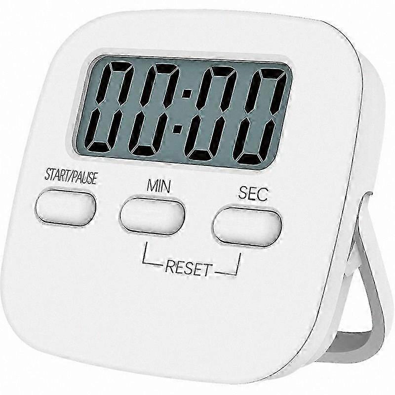 Large LCD Display Magnetic Timer with Stopwatch and Loud Alarm, White Countdown Timer for Kitchen Use