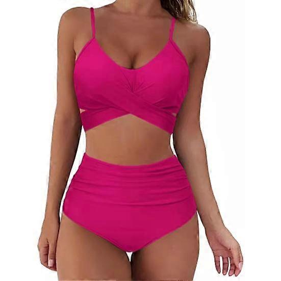 2Pcs/Set Printing Swimsuit Split Type Leopard Front Cross Bikini Set Beach