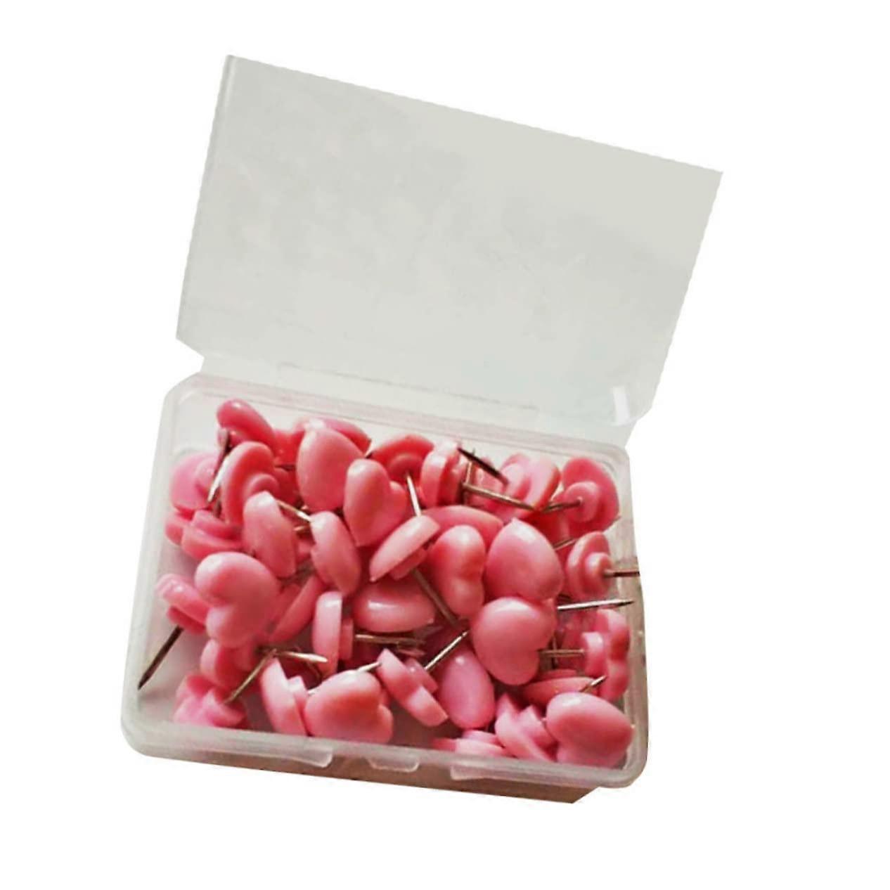 2 Boxes HeartShaped Drawing Pushpins from Pro Box Practical and Creative Office Supplies Pink Decorative Push Pins for Notice Boards and Cards