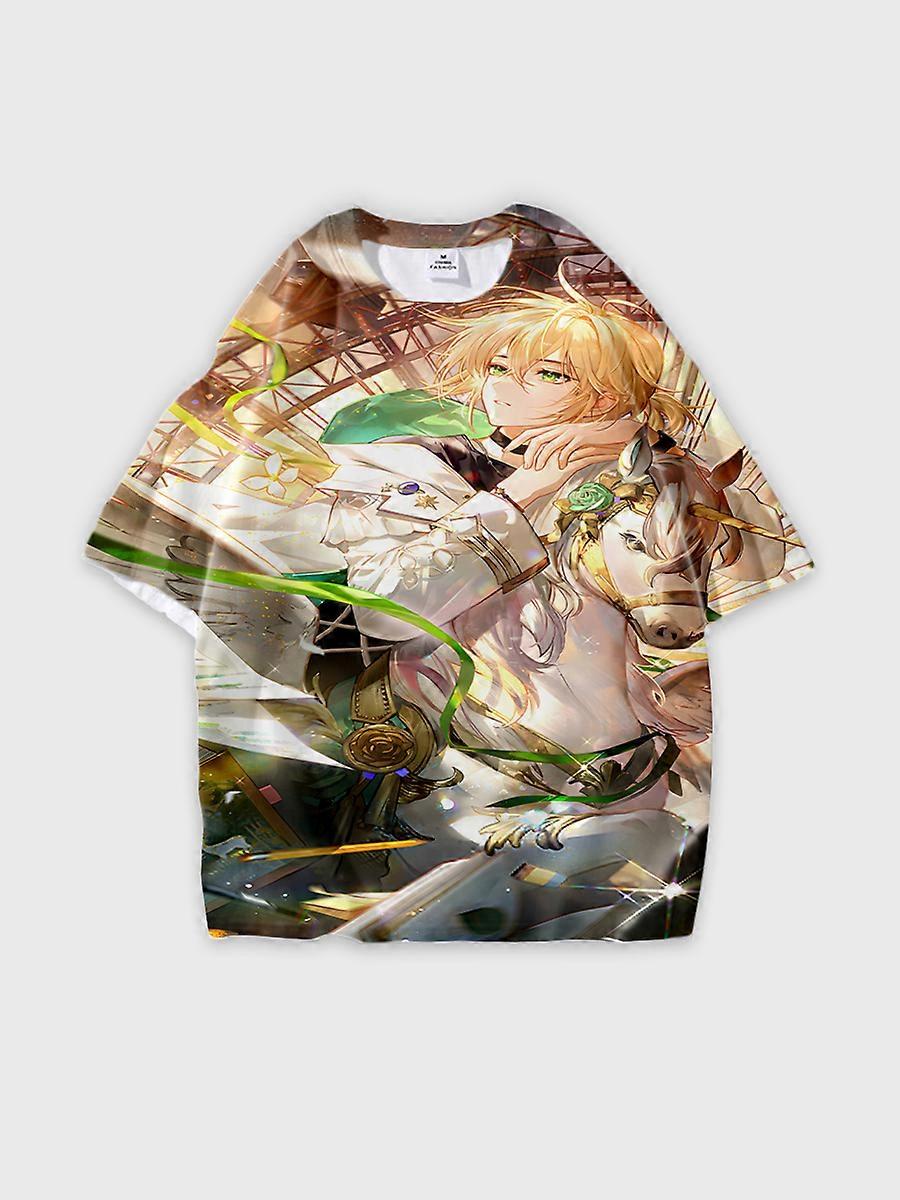 T-shirt round neck Role Pattern loose short sleeve E3613