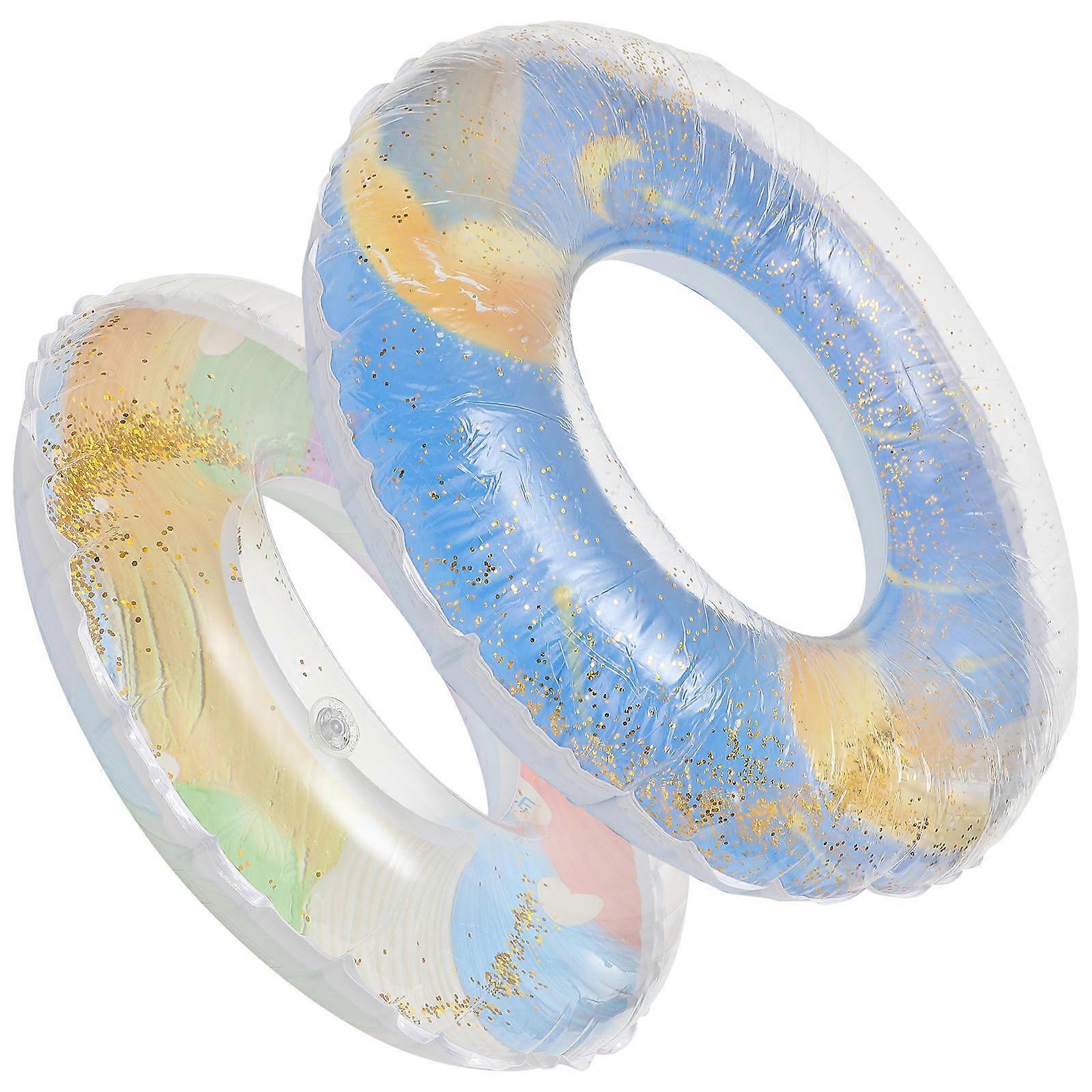 Outdoor Swim Ring Kids Heart Pattern Assorted Color Glitter 2Pcs