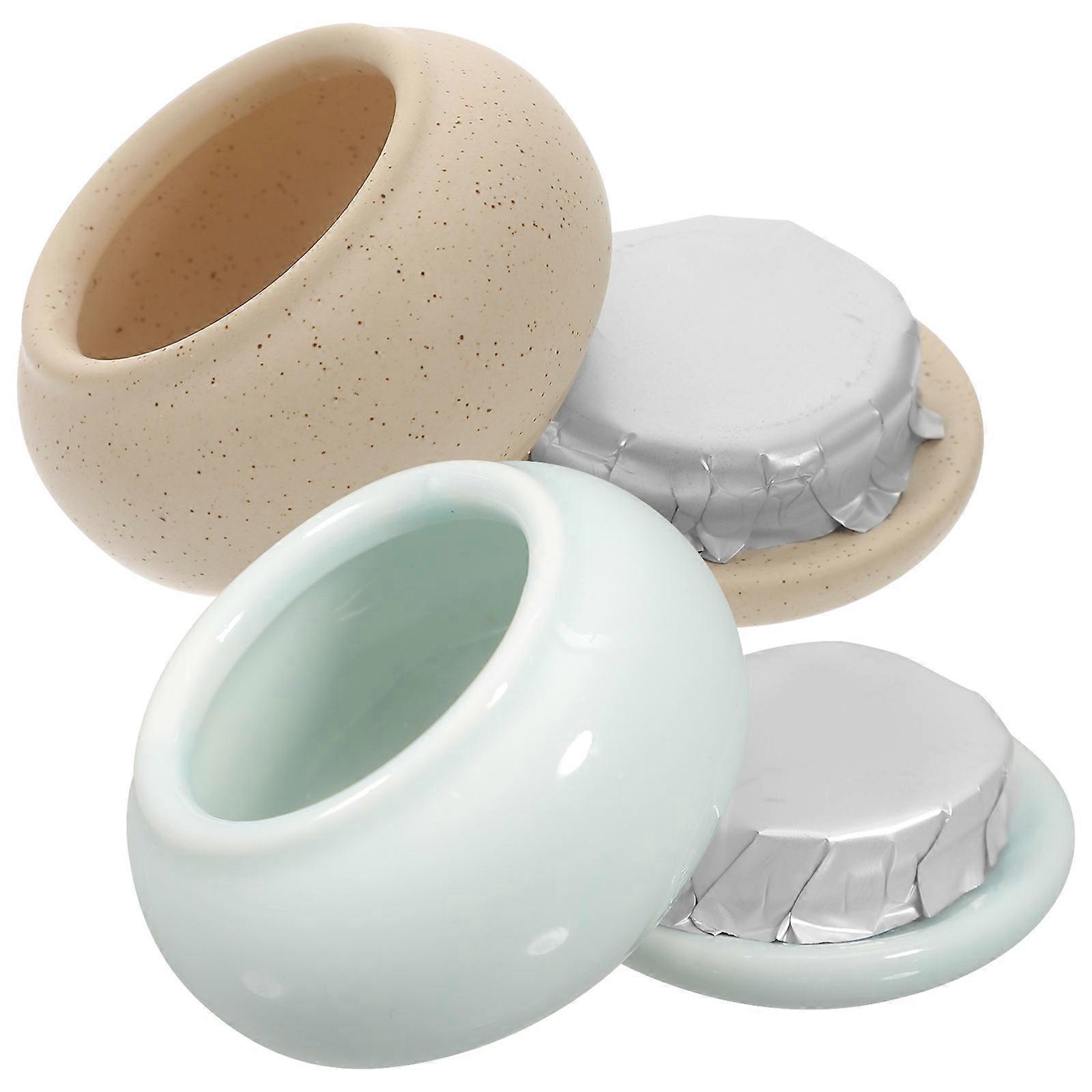 Ceramic Jars with Lid for Storage Use Assorted Color Dustproof and Durable 2pcs