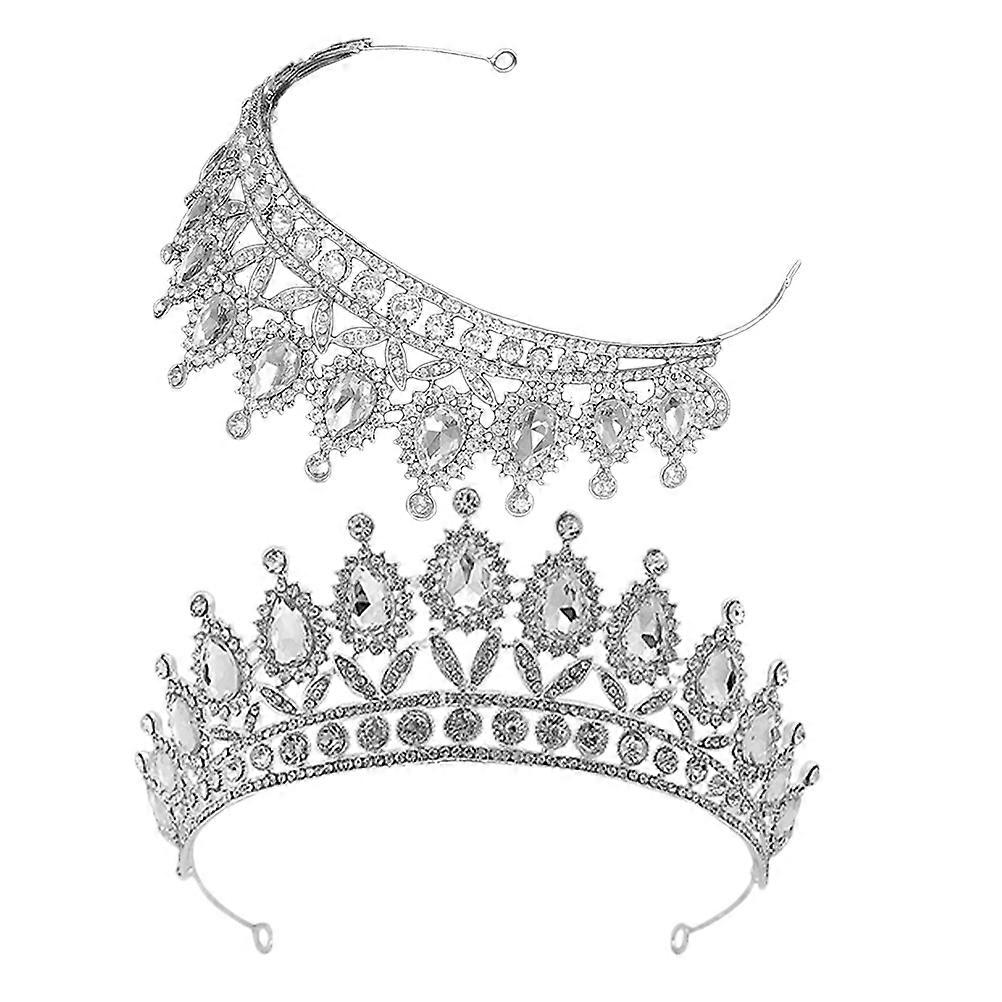 a refined and professional product description based on the title you provided:
 
**Elegant Rhinestone Bridal Tiara Crown – 2pcs Set** 
Add a touch