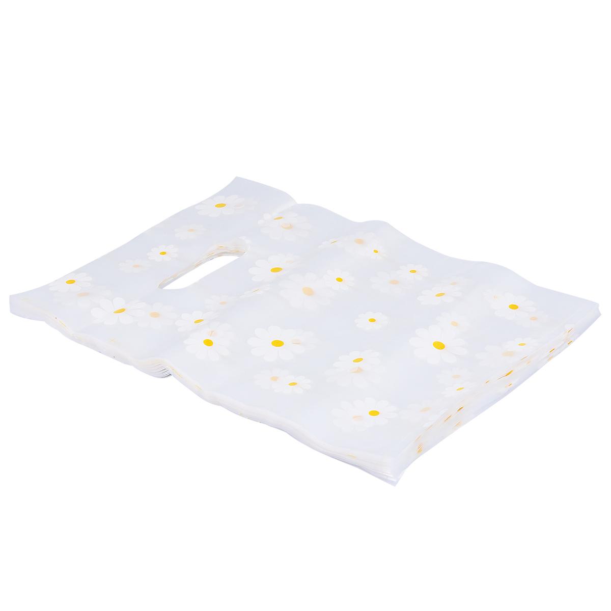 100pcs Flower Pattern Plastic Tote Bags Chic Gift Bags