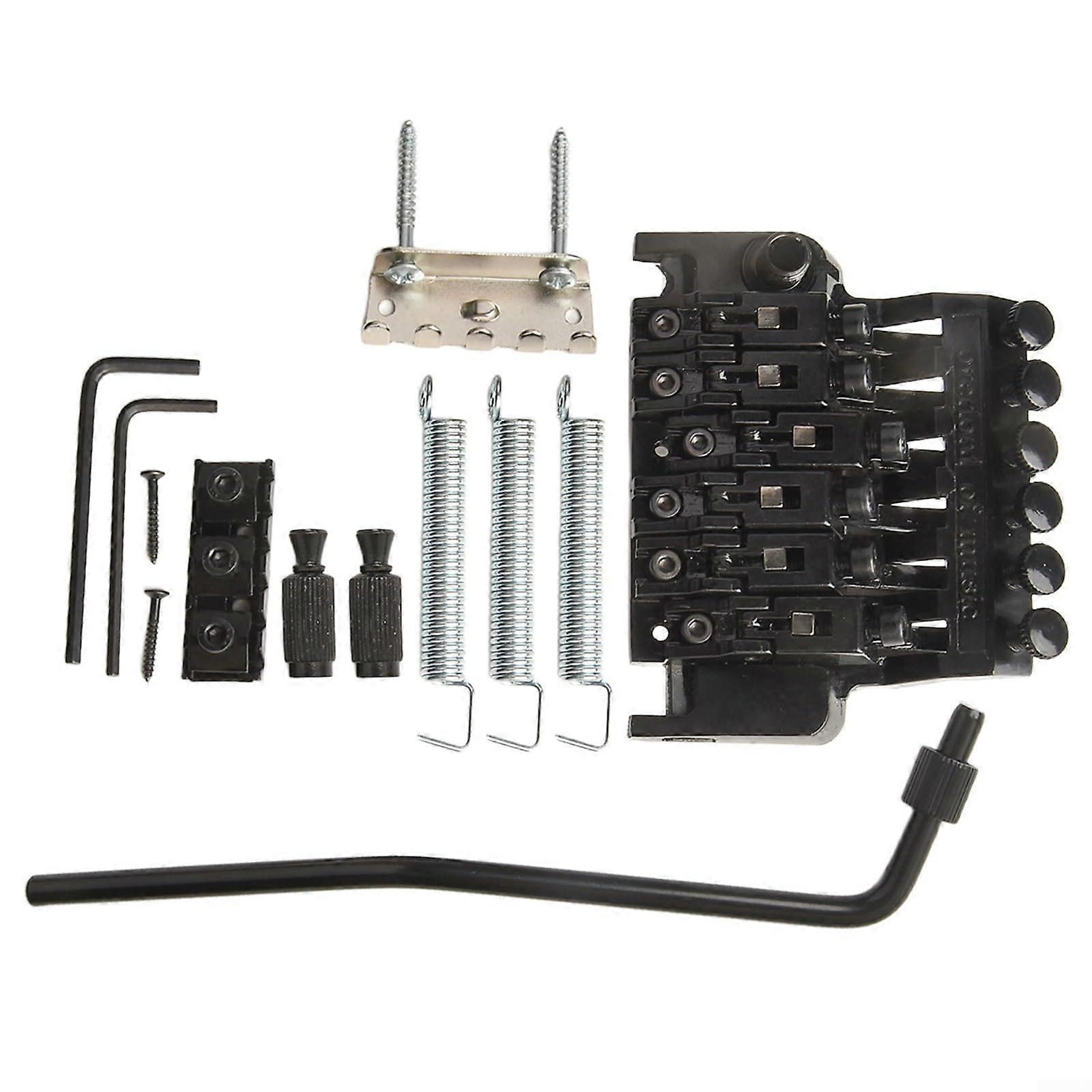 Innovative Design Double Locking Tremolo Bridge Set for Guitarists Seeking Enhanced String Stability and Tuning Precision (Black)