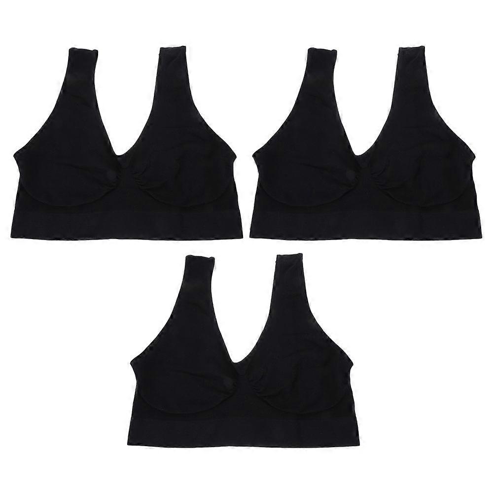 Wirefree Sports Bra for Women Yoga Running Fitness Nylon Black Softer Comfortable Practical Size M L XL