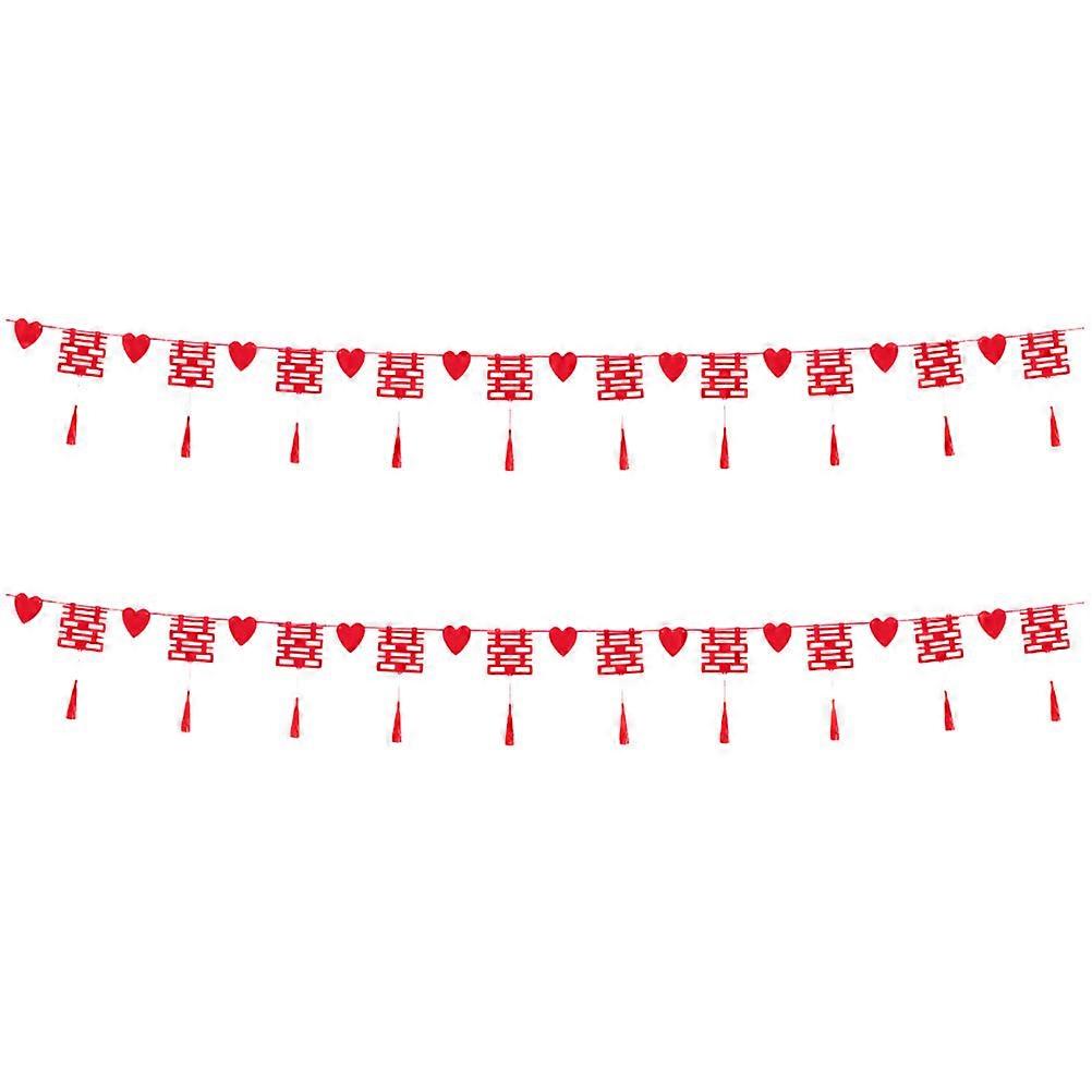 Red Felt XI Heart Sign for Party Decoration and Safe Material Chinese Wedding Favors 2 Pieces