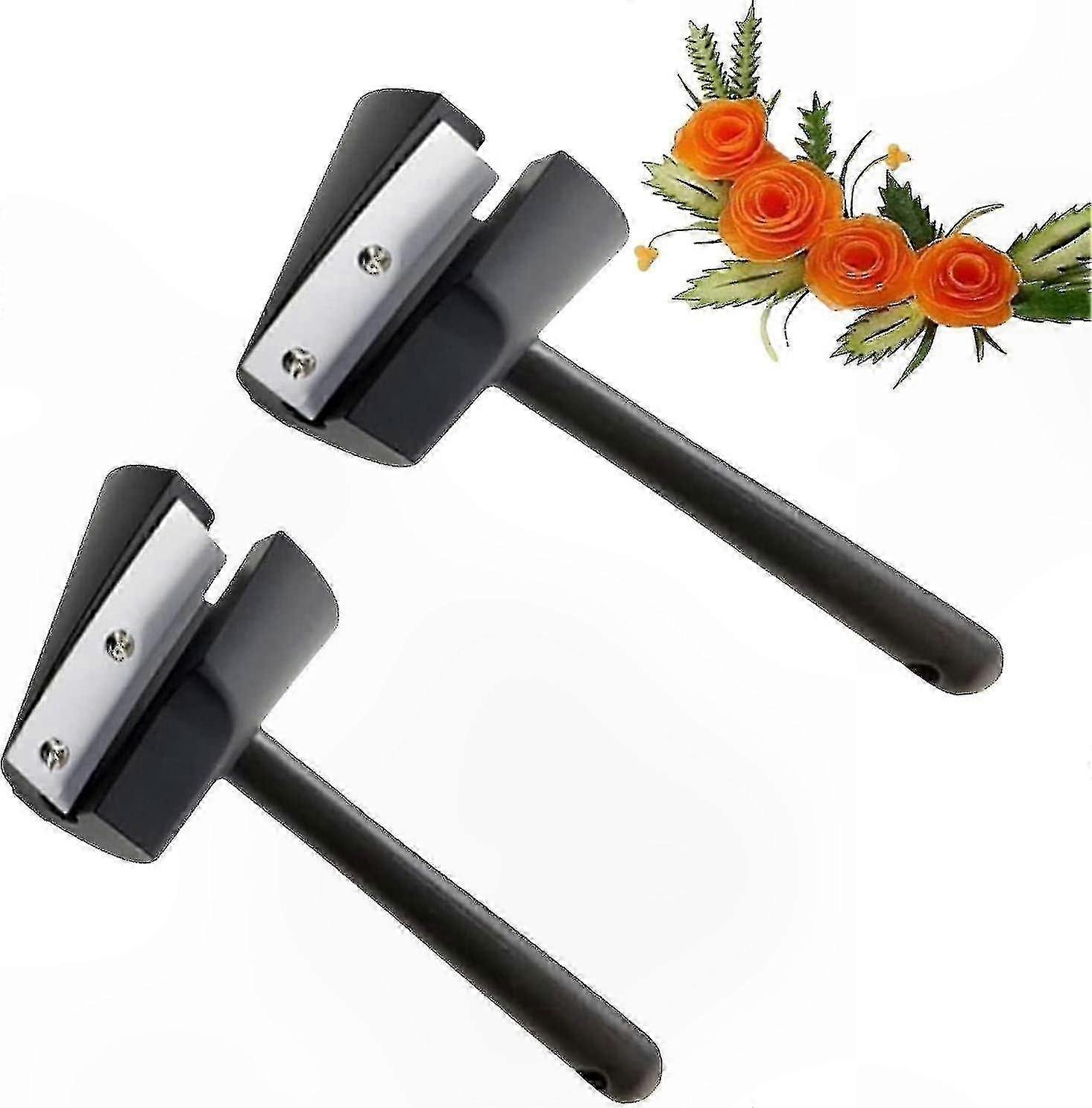 2-Pack Spiral Flower Rollers for Fruits & Veggies, Multi-Function Sharpener Peeler Cutter Tool
