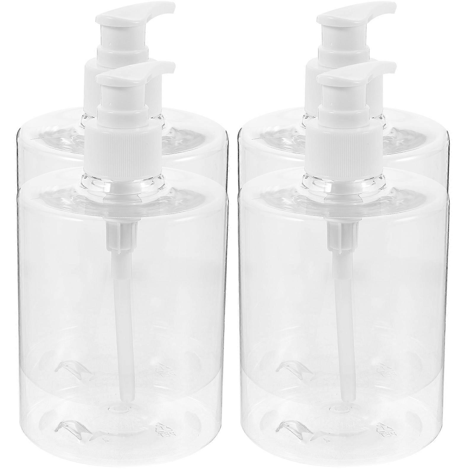 Plastic Soap Dispenser with Pump for Storage 4pcs Transparent Shampoo Bottles Refillable 500ml