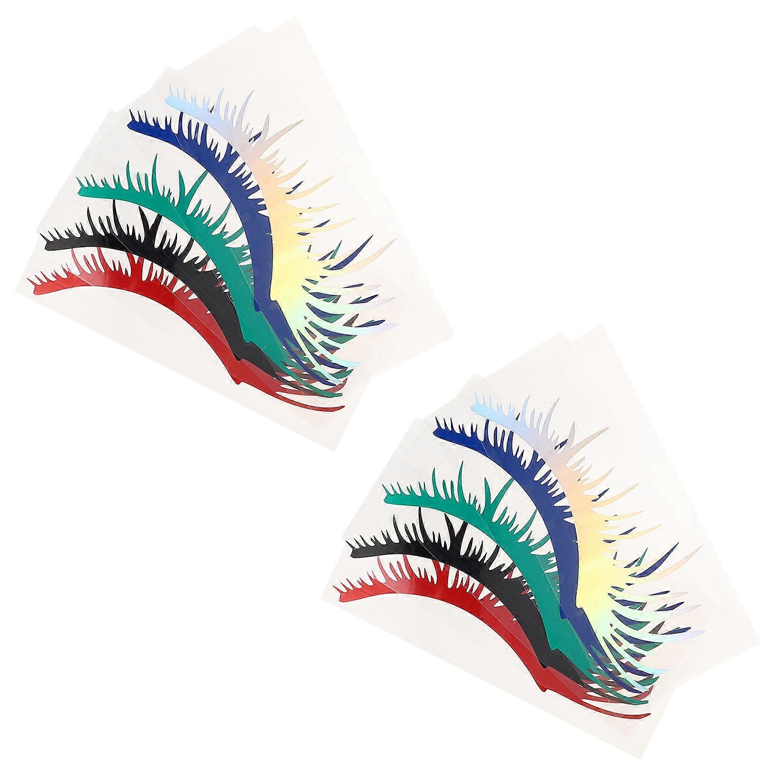 Car Headlight Eyelash Stickers with Reflective PET Design for Decoration Assorted Color Waterproof and Heat Resistant 5 Pairs
