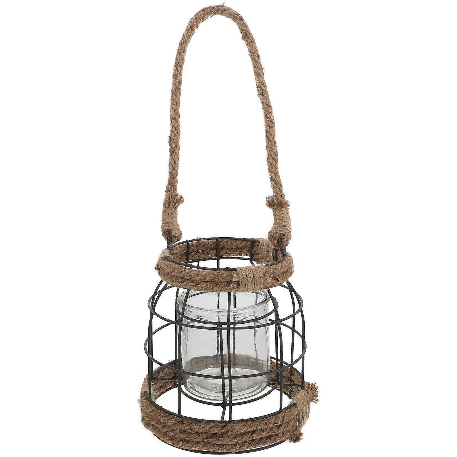 Creative Iron Craft Lantern Candle Holder, Hanging Decorative Candle Base for Home, Garden & Vintage Style Romantic Atmosphere Decoration