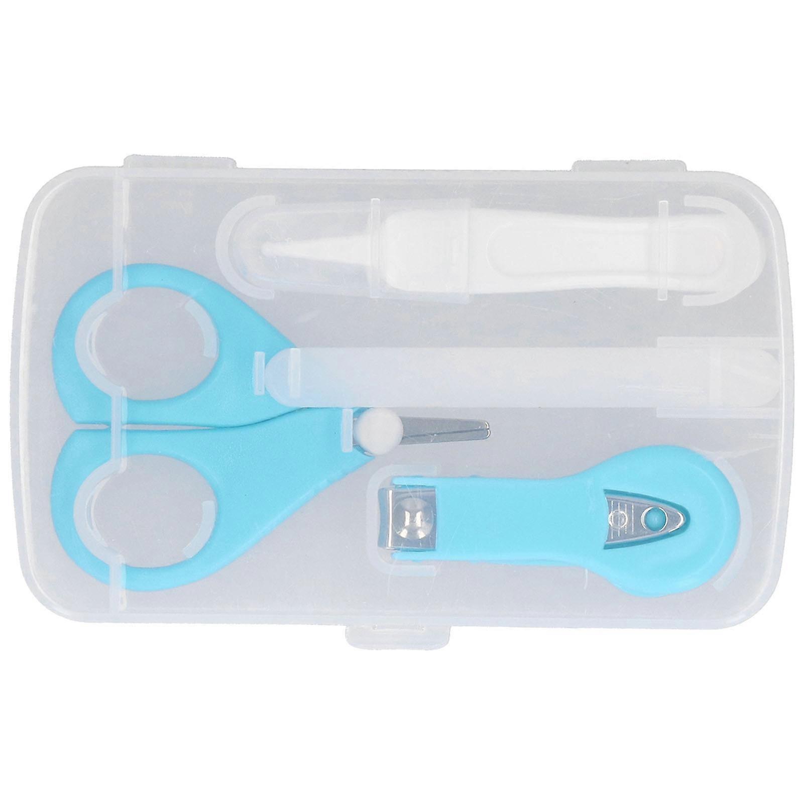 Baby Nail Kit Clipper Scissors Tweezers Nail File Safety Tools for Infant Manicure PedicureBlue