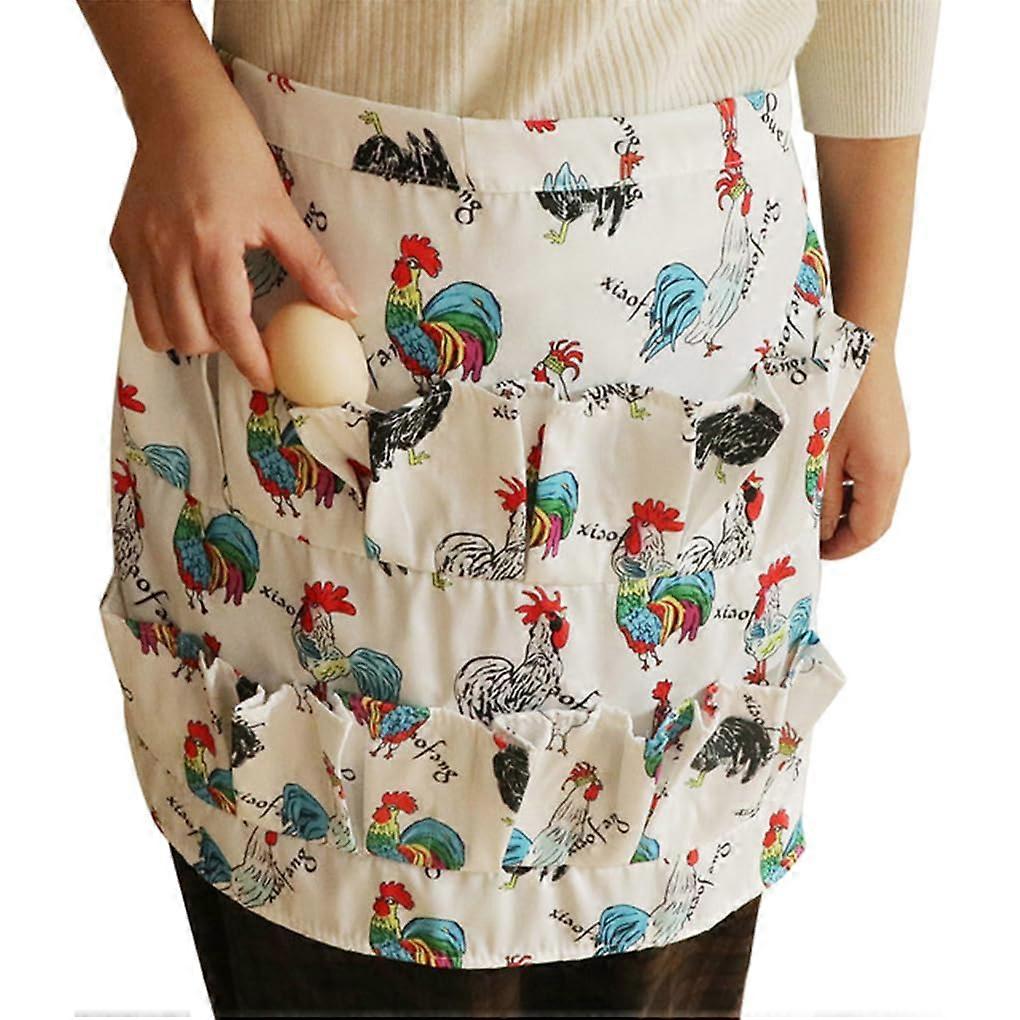 Egg Collection Apron with Four Pockets, Easy to Clean, Cotton Egg Gathering Apron, 50x46cm for Egg Enthusiasts