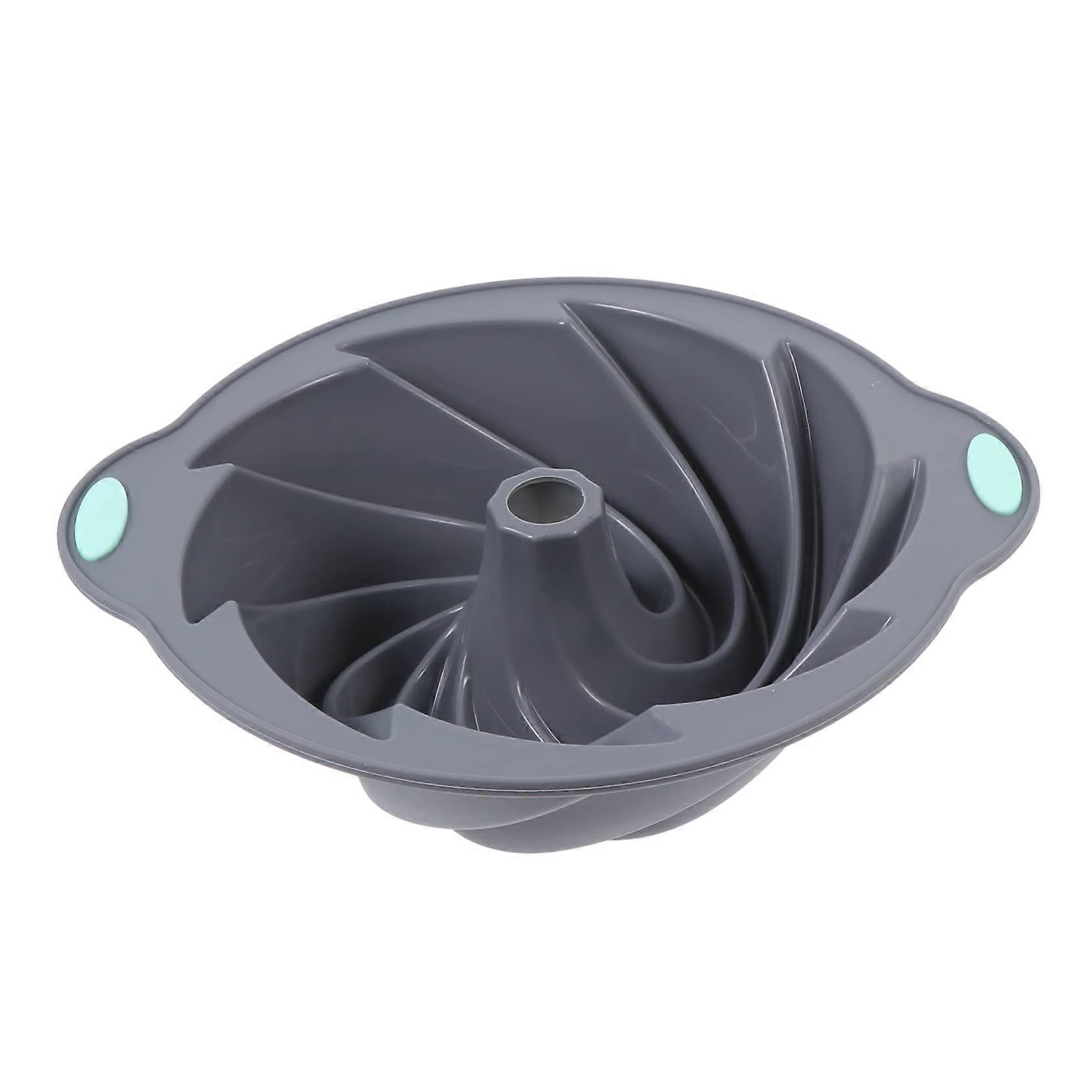 Donut Pan Baking Mold with Ribbed Surface, 1pc Light Grey Silicone Cake Form for Cupcakes, Bread, and Savarin Baking
