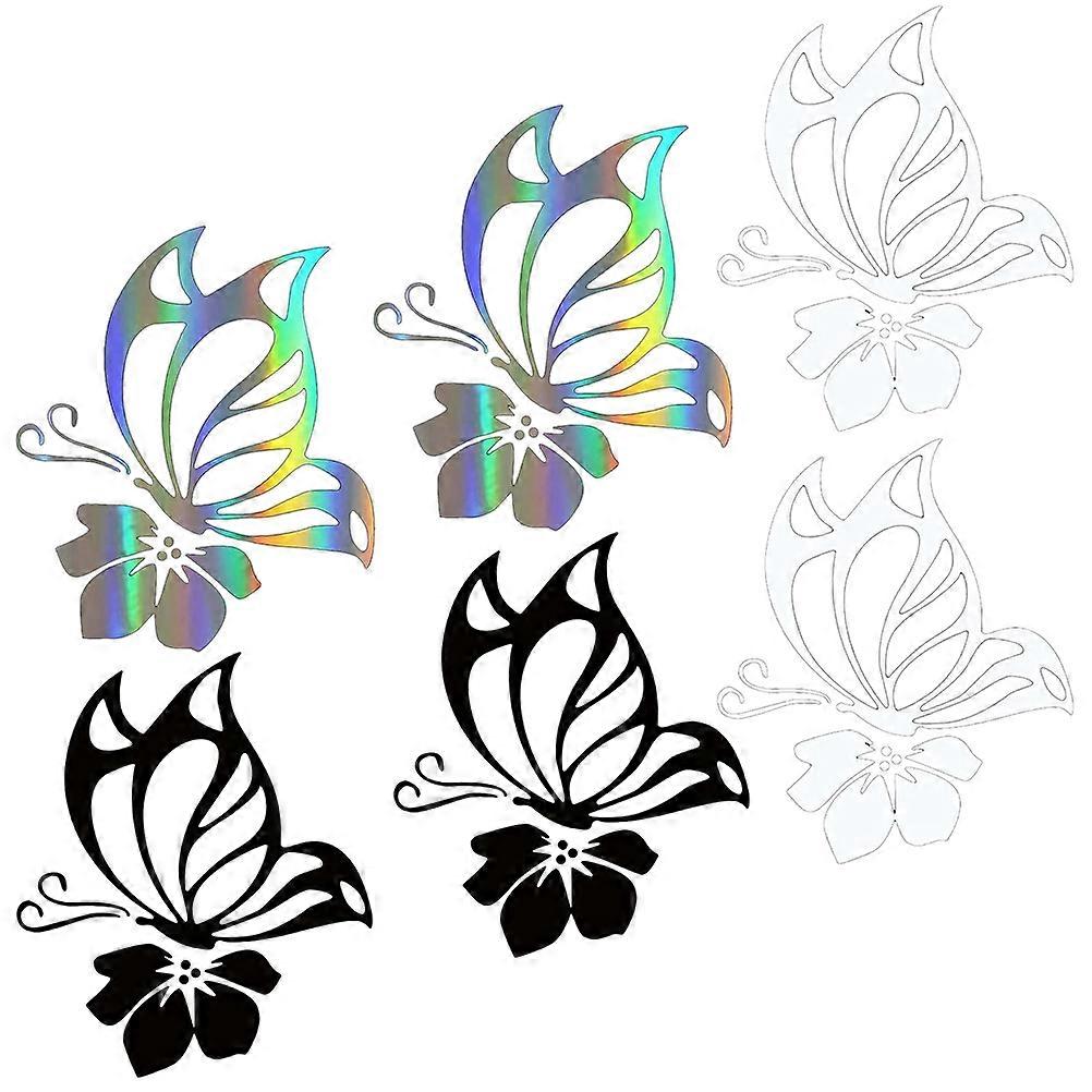 Unique Reflective Car Stickers For Car Owners Assorted Color Durable 6Pcs Waterproof Butterfly Decal Design