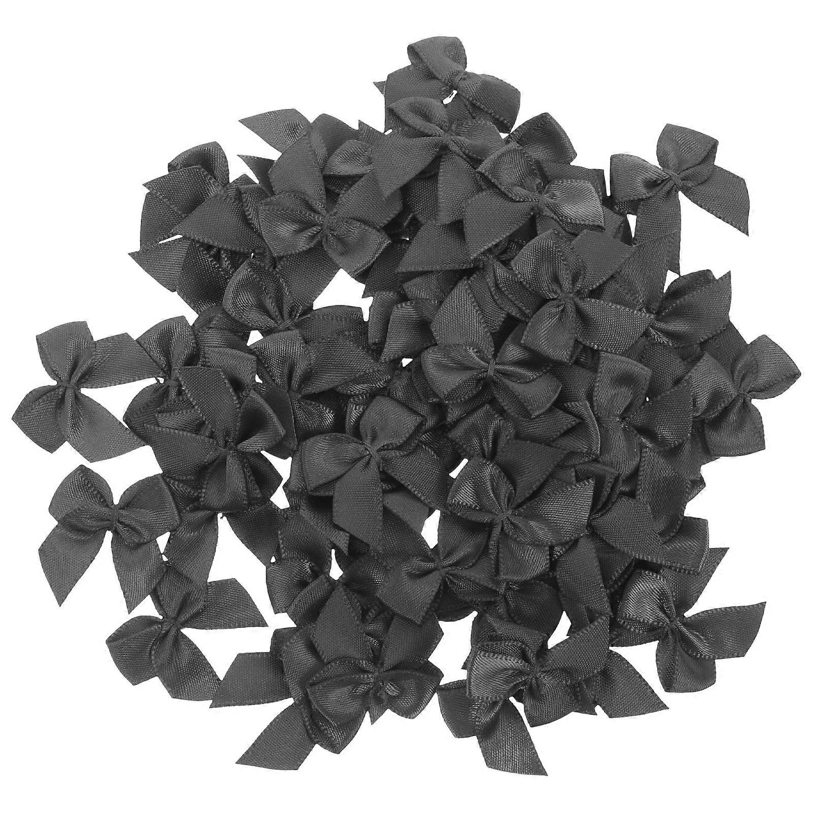 200 Pcs Black Mini Polyester Bow Knot Ribbons for DIY Crafts and Scrapbooking Decor