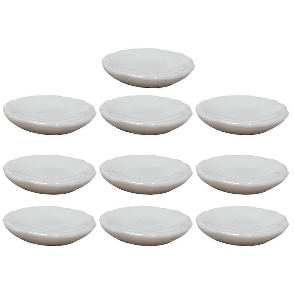 لوحات السيراميك المصغرة 10 قطع لوحات البورسلين الصغيرة لطيف الأبيض جولة المنزل الديكور لعبة الاطفال زخرفة