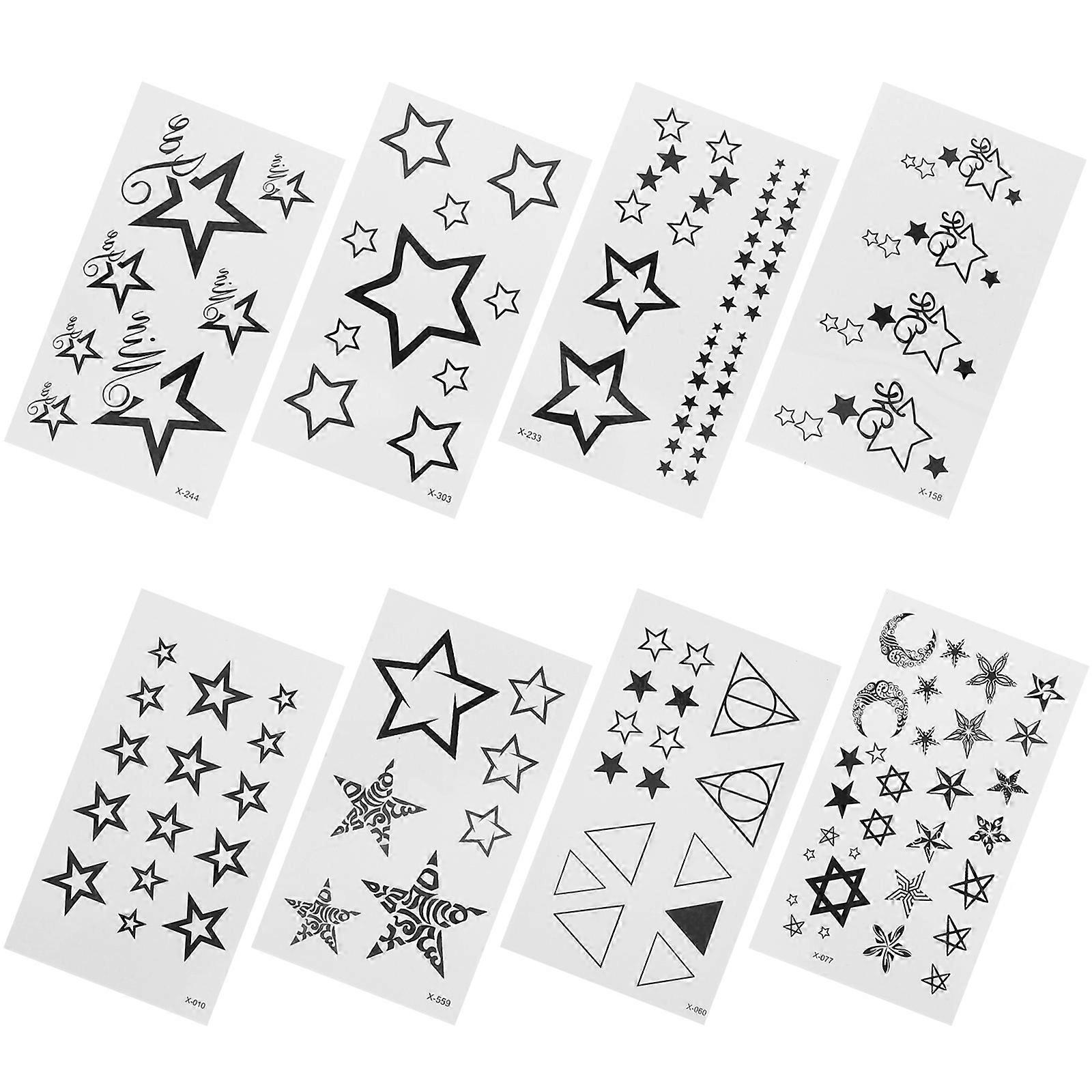 Temporary Tattoo Stickers Set For All Ages With Multi-Color Designs For Parties Summer Festivals Easy To Apply 8 Sheets