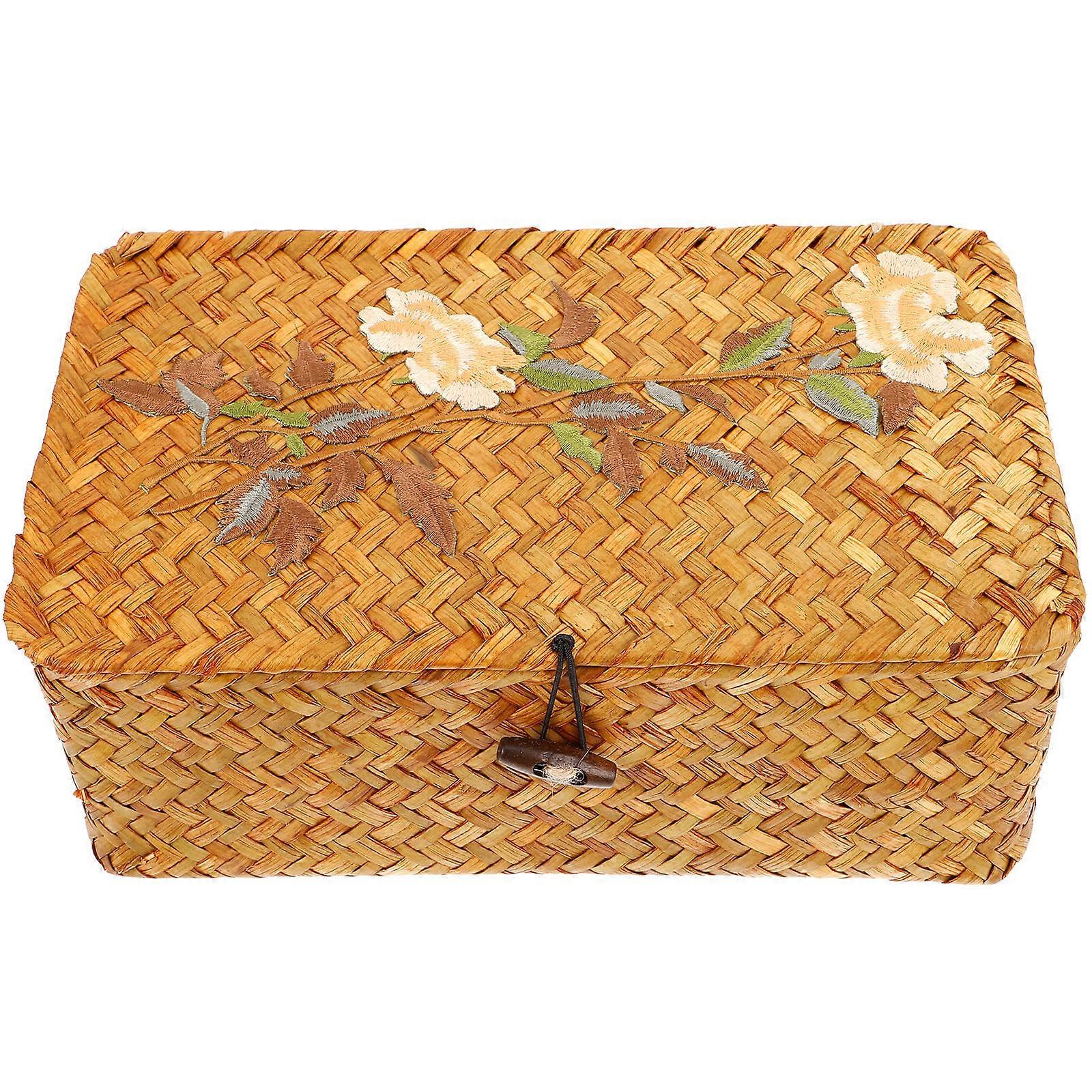 Woven Sundries Basket Organizer For Various Occasions In Orange Made Of 编 And 草编 1Set