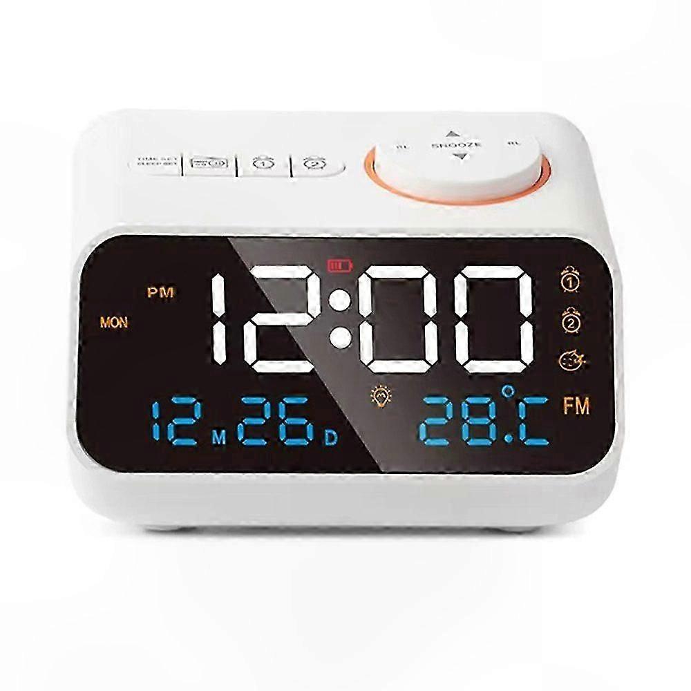 Digital Kitchen Radio with Alarm Clock, LED Display, Temperature Monitor, and Dual Alarms for Versatile Use