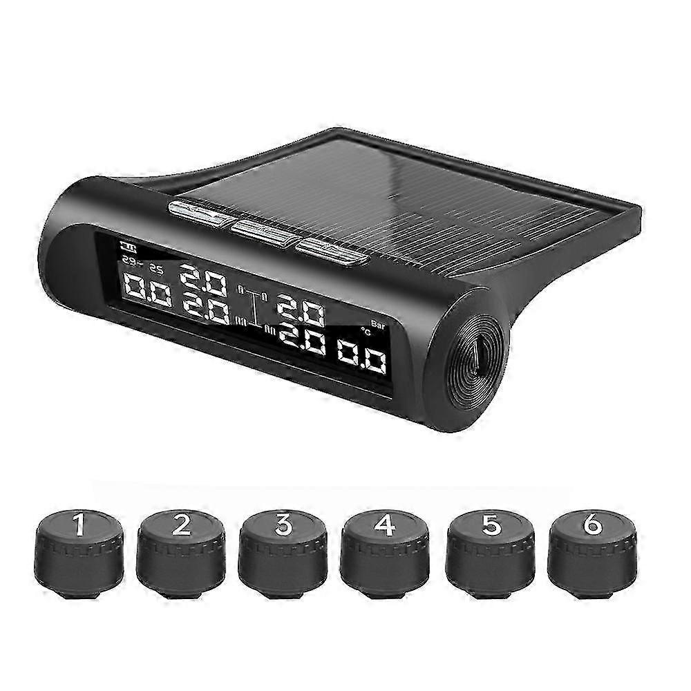2025 Smart Car Tire Pressure Monitor Solar-Powered TPMS with LCD Display - External/Internal Sensors, IPX7 Waterproof, Real-Time Monitoring System