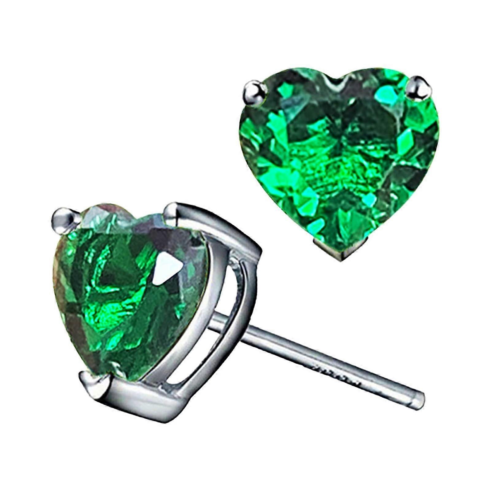 Cute HeartShaped Garnet Stud Earrings in Silver