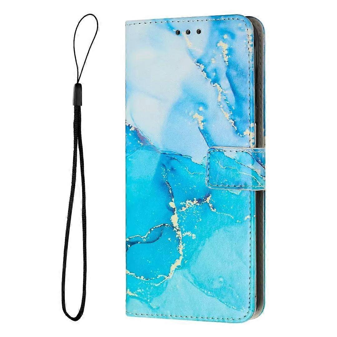 Mobile Phone Case for Motorola Moto G05, Blue Marble Leather Flip Case with Card Slots and Magnetic Closure, Stand Function