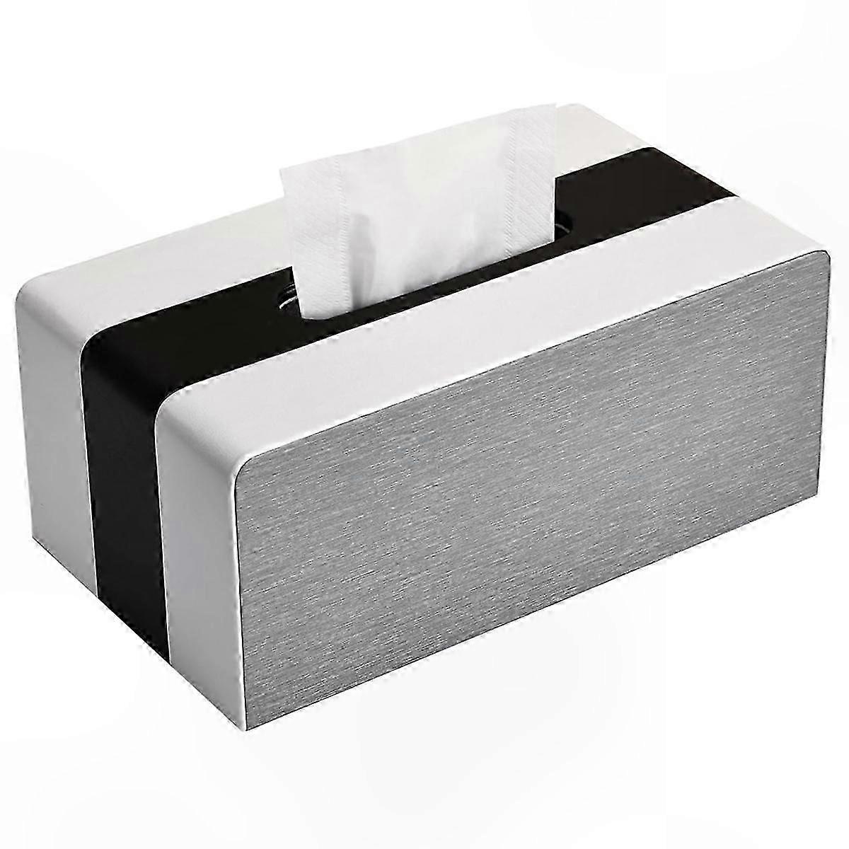 Rectangular Tissue Box Cover, PU Leather Holder for Home, Office, Car Decoration