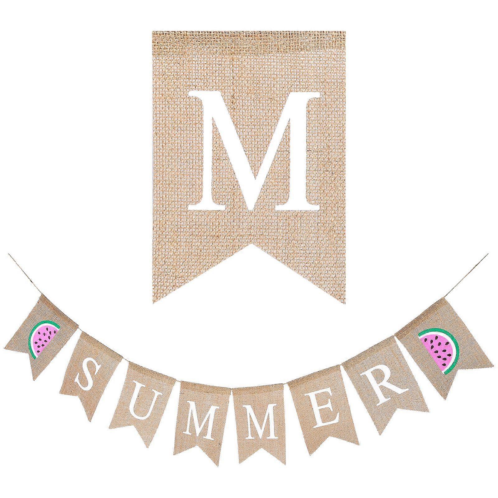1 Pc Beautiful Burlap Letter Flag String Flag Wall Hanging Creative Tree Hanging
