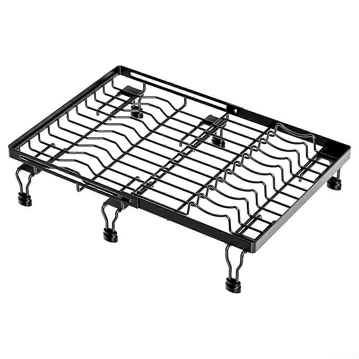 Adjustable, expandable dish rack for spacesaving solutions in compact kitchens with direct drainage function (L)
