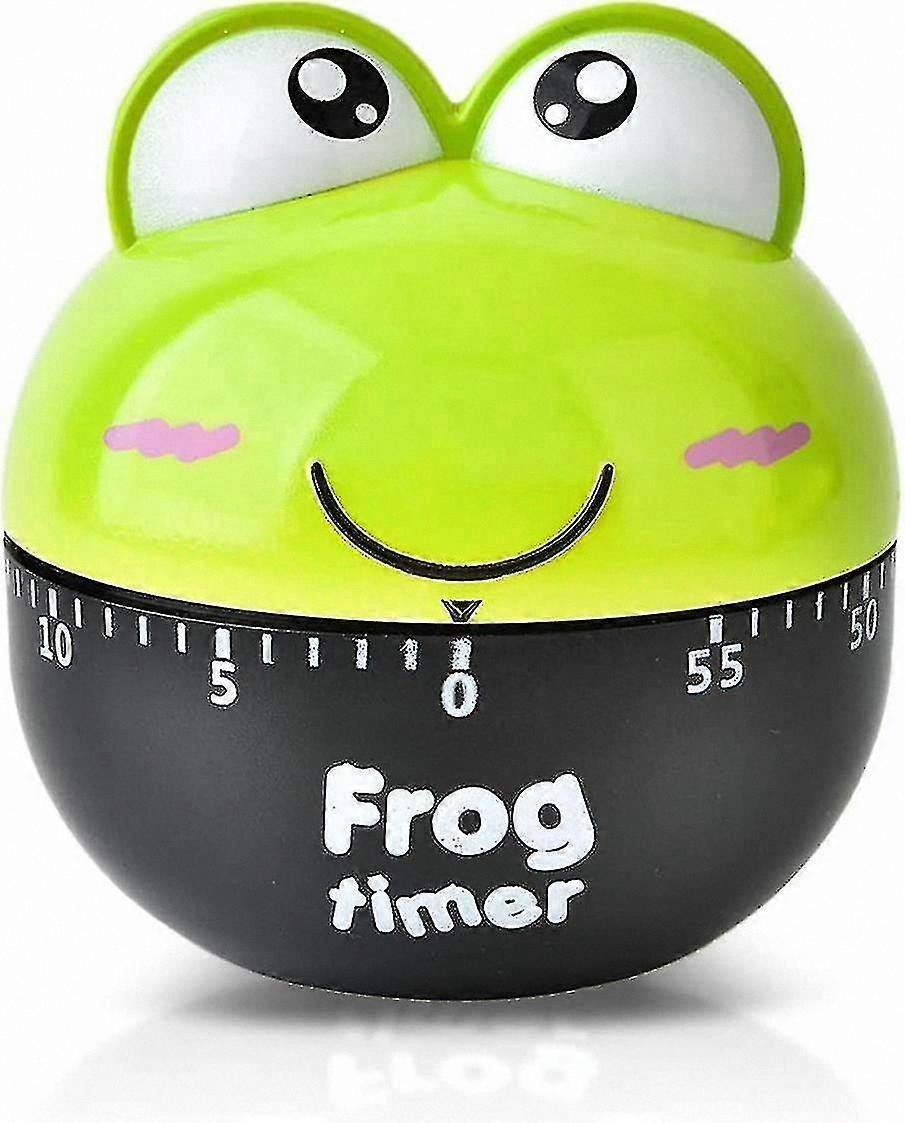 Cute Frog Design Mechanical Kitchen Timer with 360-Degree Rotation, Multi-Function Cooking Countdown Reminder (Green)