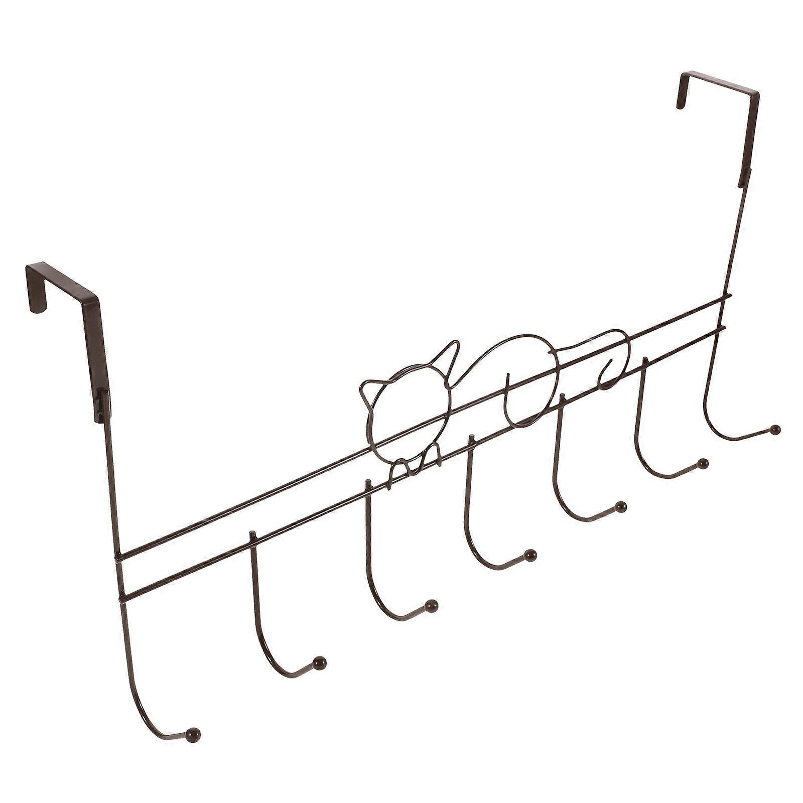 Cat Shaped Over the Door Hook Towel Rack Slip Resistant Design Multifunctional Storage for Bathroom Closet Towels Clothes