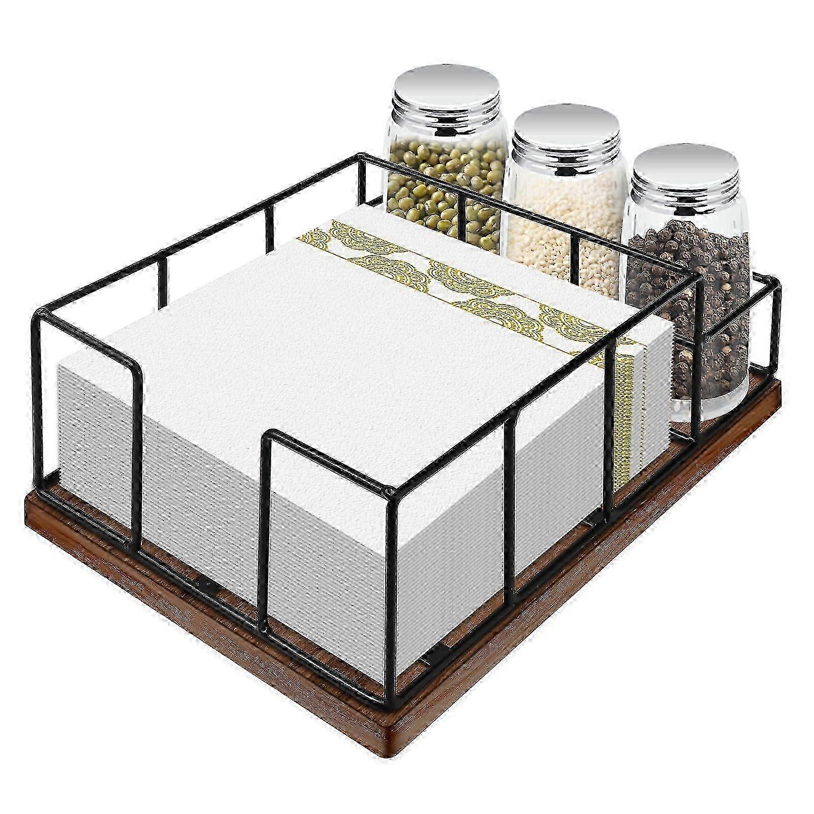 Double-Layer Wooden Napkin Holder for Large Table Settings - Oversized Design