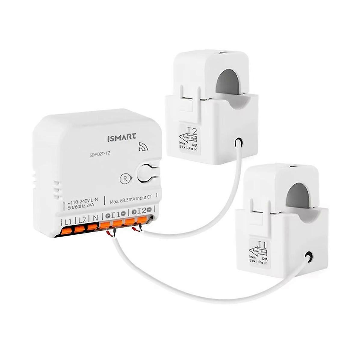 Tuya Zigbee Smart Energy Meter 2 Phasen Max 120A Echtzeit-Stromüberwachung mit 2 Klemmen