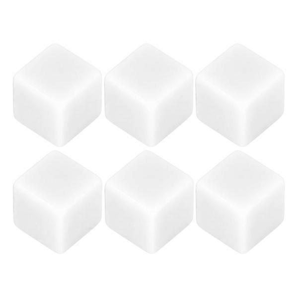 6pcs Blank Dice Set Right Angle Plastic Hexagonal Cubes Classroom Board Games DIY Math Counting White