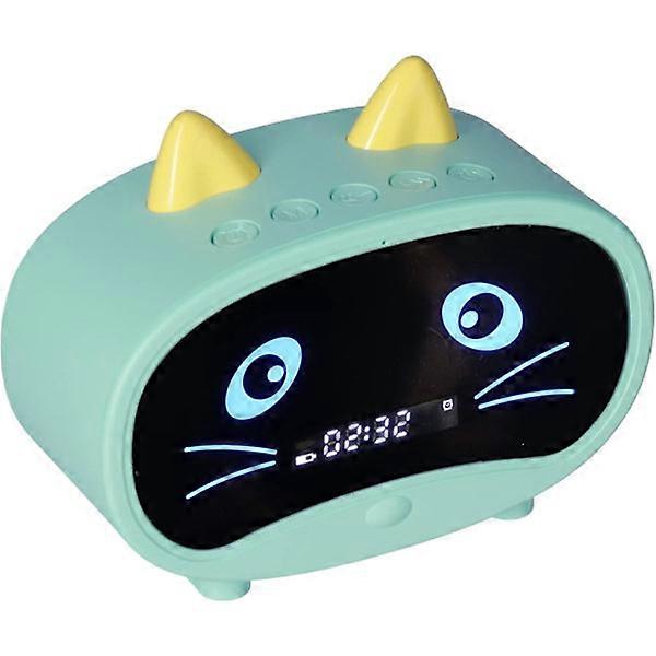 Digital Alarm Clock Speaker, Cartoon Cat Alarm Clock with Temperature Display, Dual Alarm Clock, Bluetooth Speaker Radio