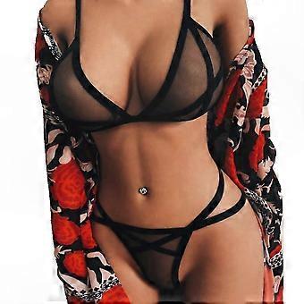 Sheer Babydoll Lingerie Set for Women - Sexy Nightwear with Bra and Thong Underwear