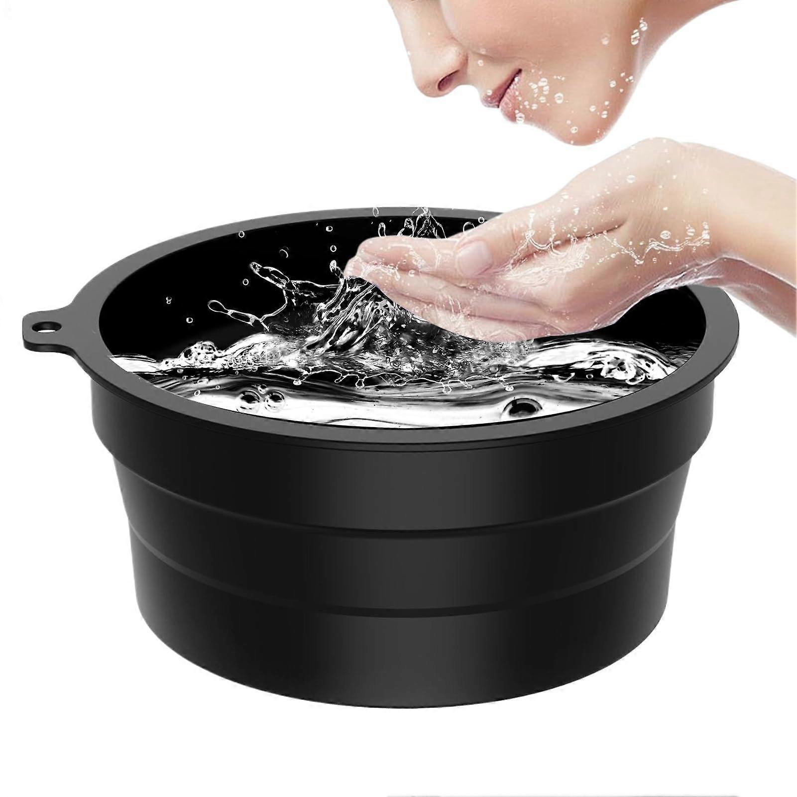 Ice Face Bowl Facial Dunk Bowl Folding Silicone Washbasin For Skin Firming Travel Compact Black