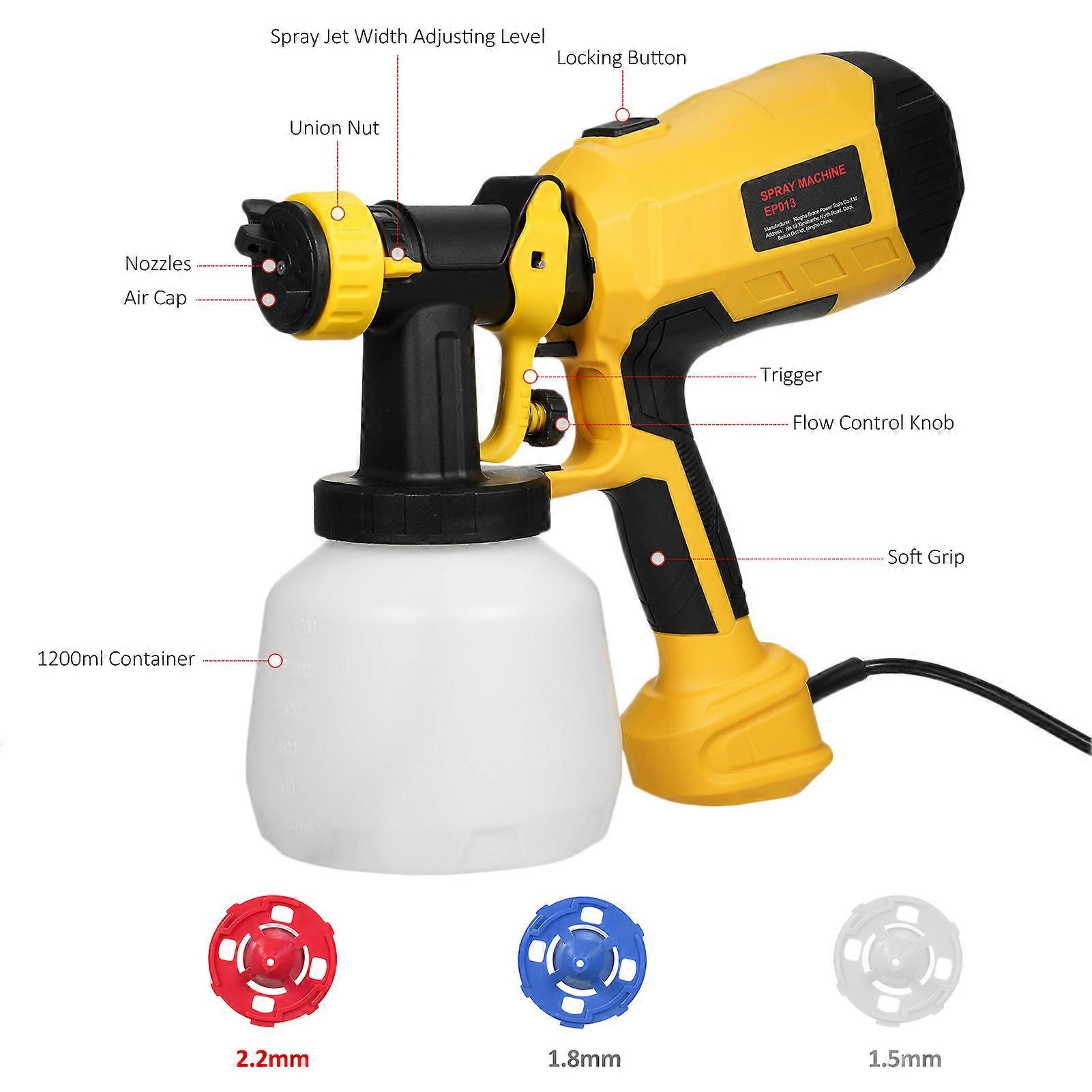 600W Paint Sprayer with 1200ml Tank, 3 Nozzles & 3 Patterns