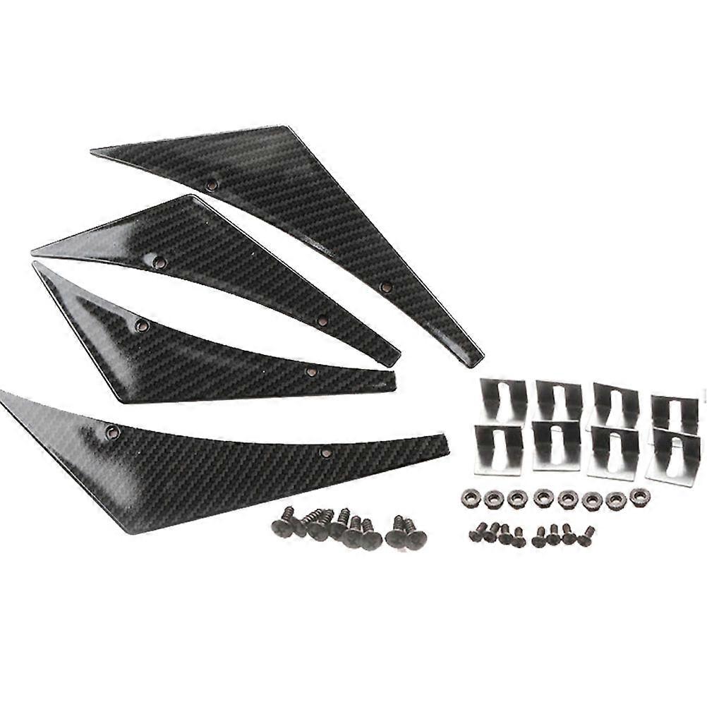 Car Front Bumper Lip Splitter Fins Decoration Accessories Black ABS Material Universal Design