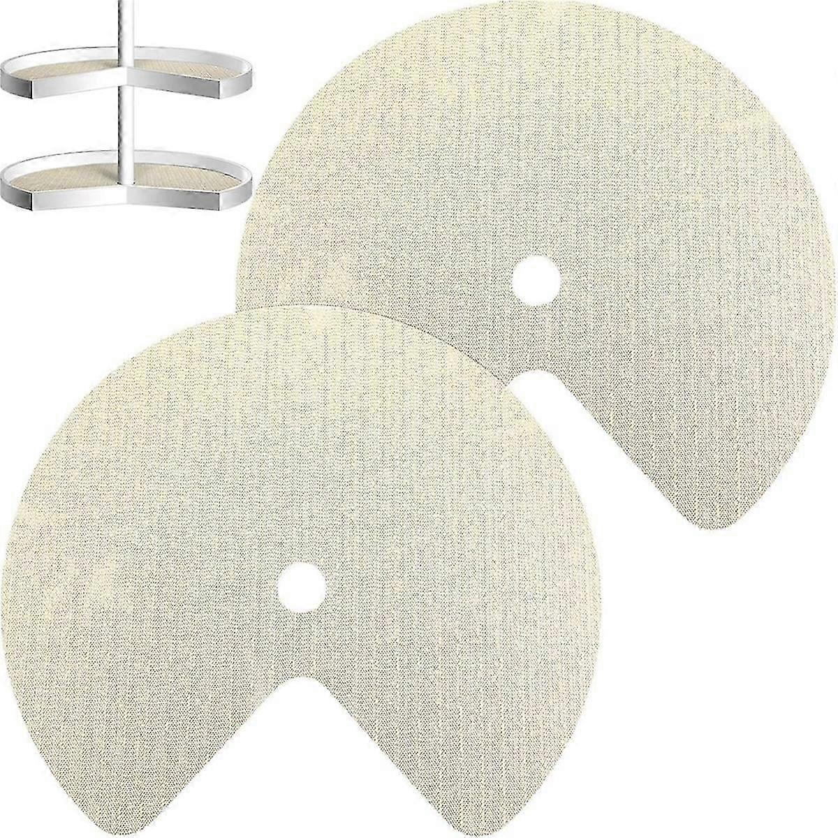 2Pcs Lazy Shelf Liner Circle Kitchen Liners Non Adhesive Cabinet Liners Non Slip Fridge Mats for Dr