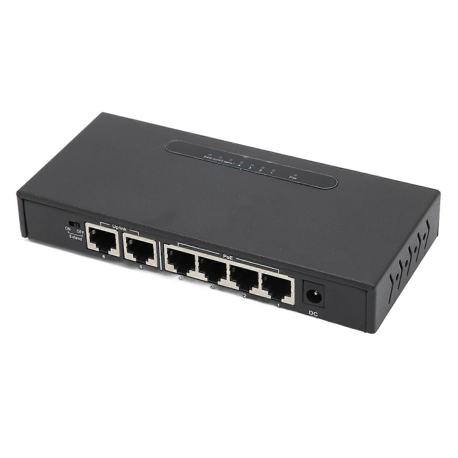 6 Port PoE Switch 250m Range Metal Shell 10/100Mbps Intelligent